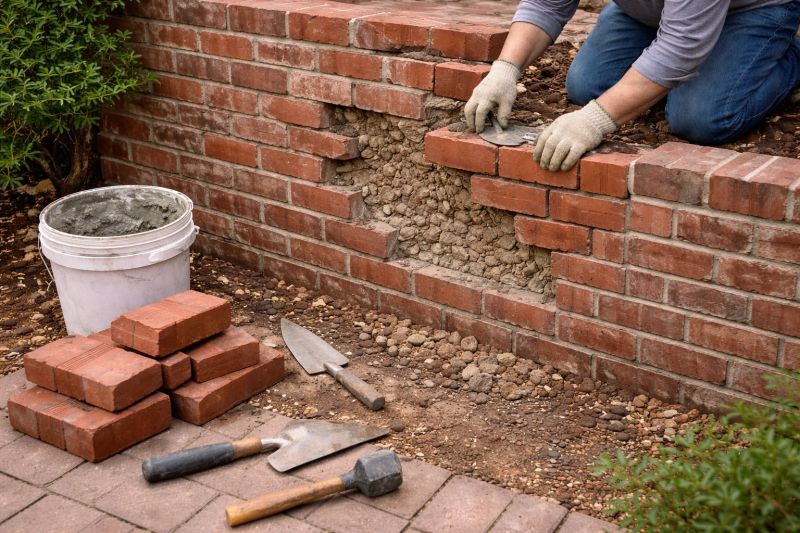 Brick Retaining Wall Repair in Seneca, SC