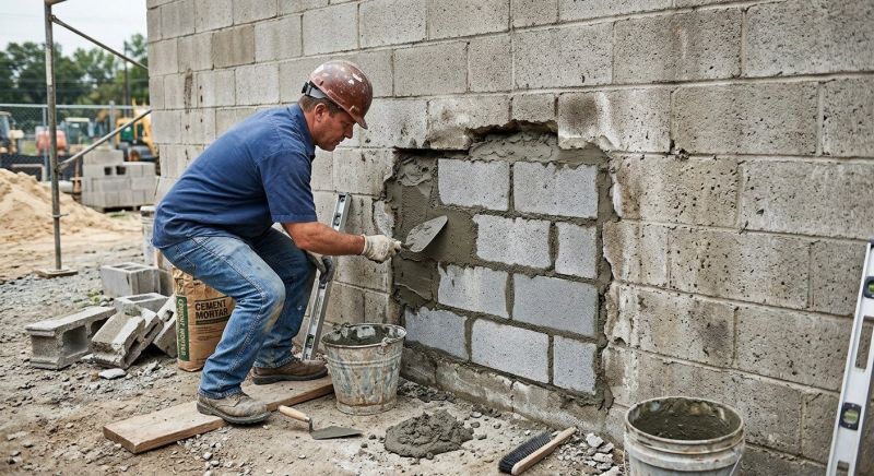 Cinder Block Wall Repair in Lavonia, GA